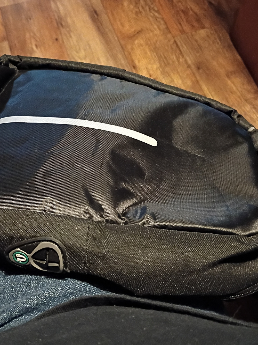 Black Men's Sling Backpack with Reflective Accent